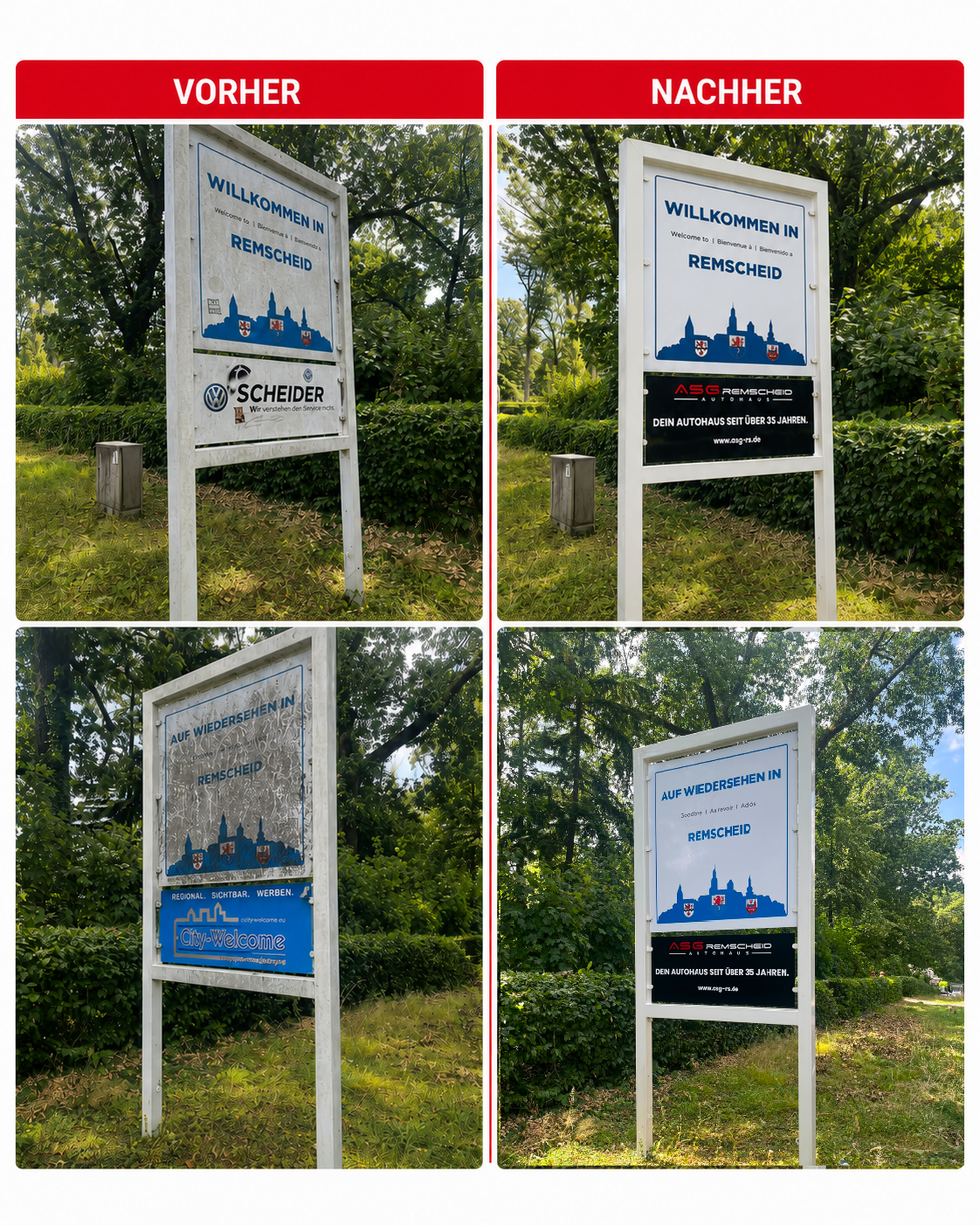 Ortseingangsschilder mit Reinigung Ortseingangsschilder mit Reinigung